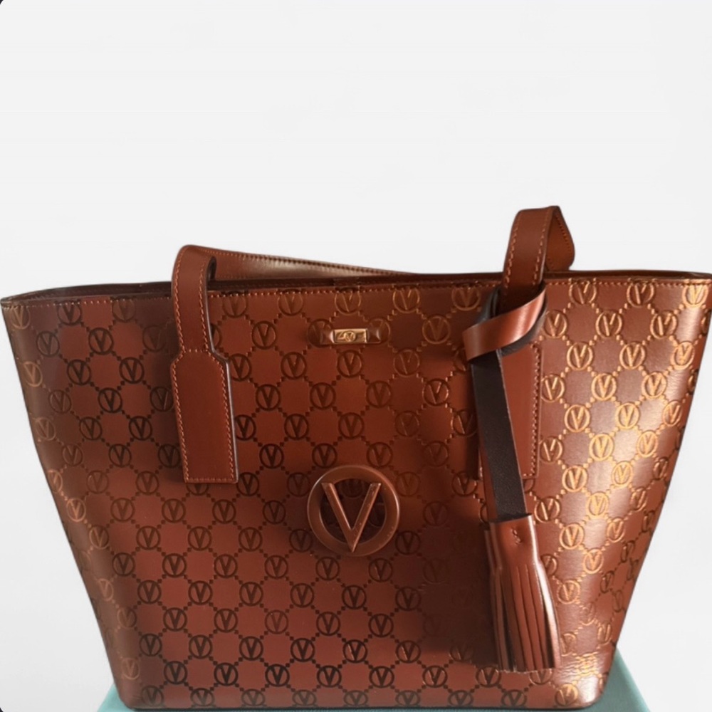 Valentino By Mario Valentino Brown Monogram Tote